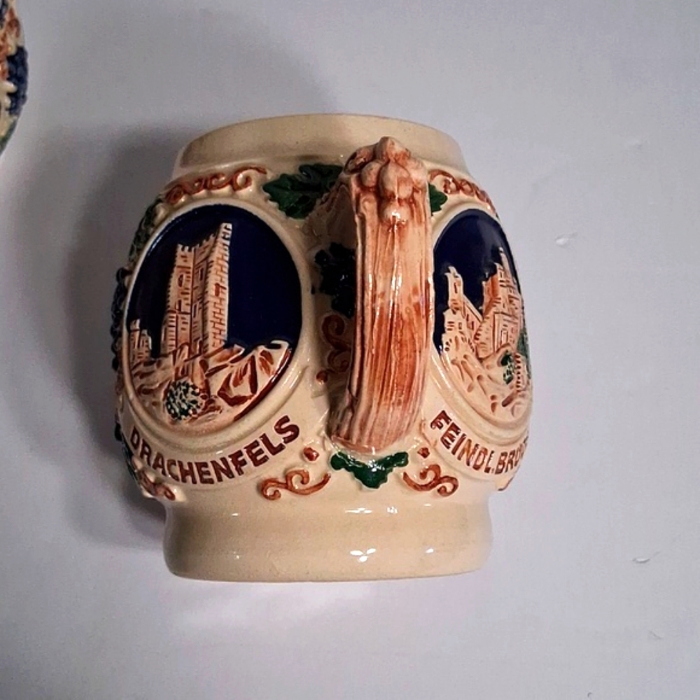 Vintage Gertz Rumtopf Set of 4 Mugs, Castle Stoneware, Germany 1950's - Picture 5 of 8